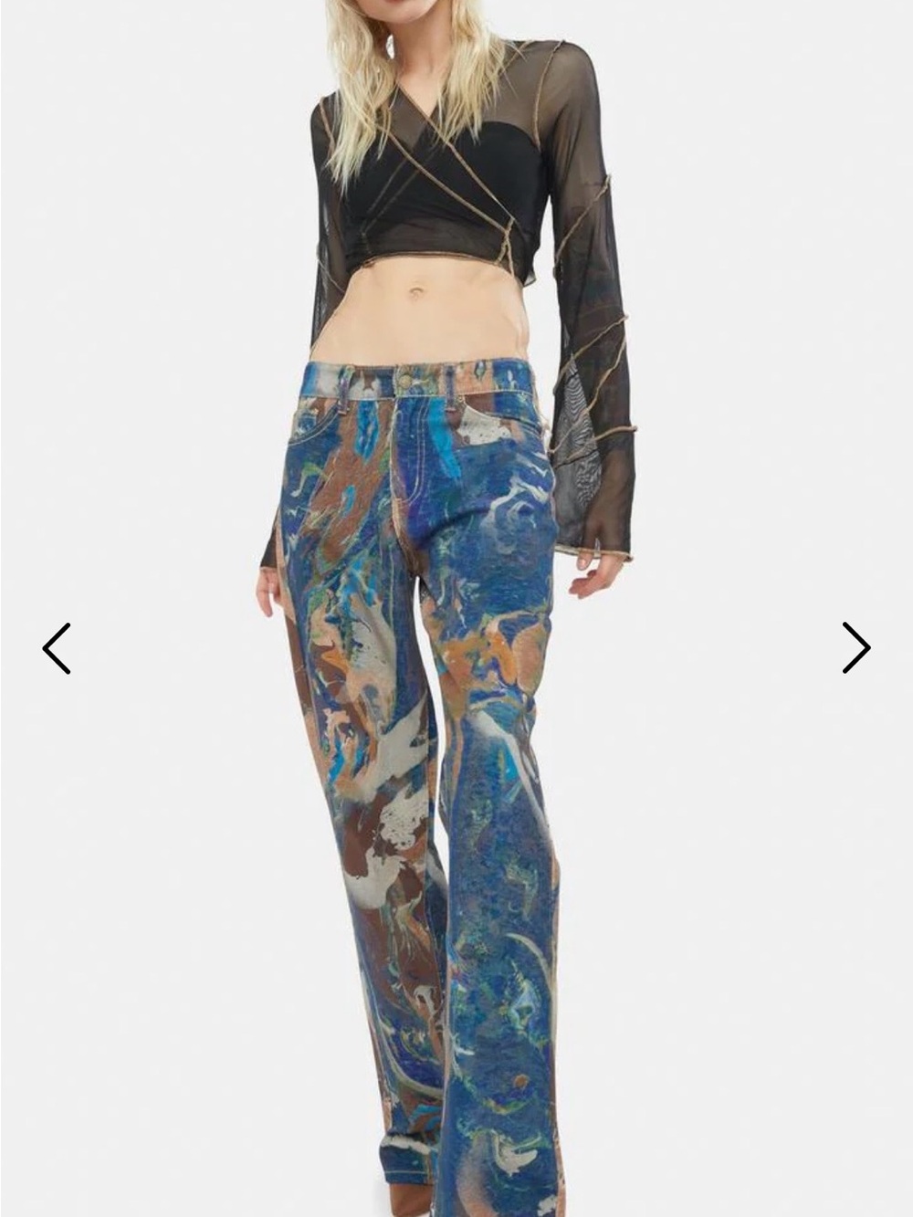 Jaded London Multicolor Marble Wide-Leg Jeans